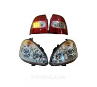 Комплект Оптики ВАЗ 2170 Пріора (фари з лизною + ДХХО WHITE, Ліхтарі RED DIOD)
